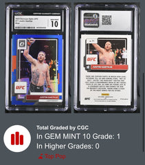 ‼️2023 Donruss Optic UFC #71 Justin Gaethje Blue Prizm 68/99~GRADE 10~OFFER ⬆️
