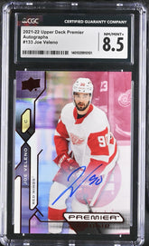 ‼️2021-22 Upper Deck Premier Rookies Joe Veleno #133~GRADE 8.5~AUTO 10~POP 1💨