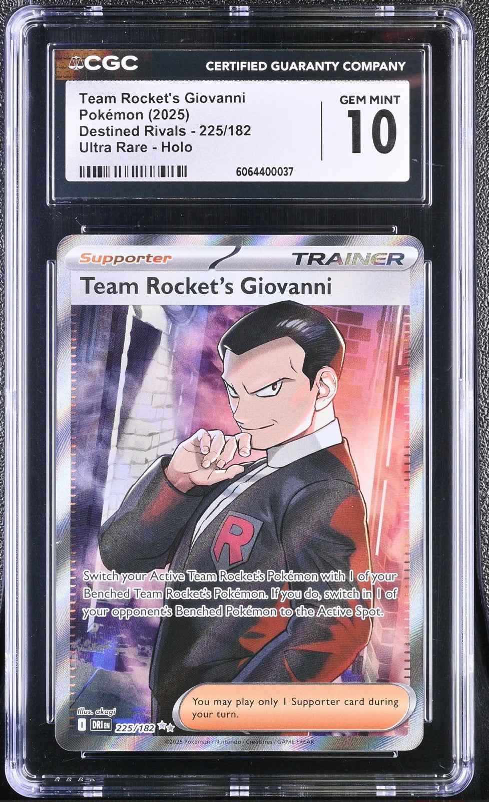 ‼️Team Rocket's Giovanni 225/182: Destined Rivals Holo GRADE 10! SHIPS FAST!💨