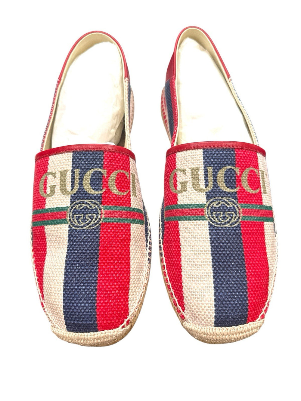 ‼️GUCCI New In Box Sylvie Logo Stripe Canvas Espadrille GUCCI SZ 12~SHOOT OFFER!
