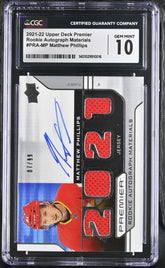 ‼️Matthew Phillips 2021-22 UD Premier Rookie Materials GRADE 10~AUTO 10~POP 1💨