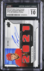‼️Matthew Phillips 2021-22 UD Premier Rookie Materials GRADE 10~AUTO 10~POP 1💨