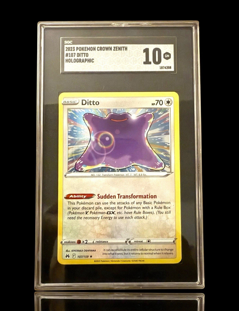 ‼️2023 POKEMON CROWN ZENITH #107 DITTO HOLO GRADE 10! SHIPS SAME DAY!💨