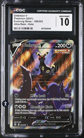 ‼️Umbreon V Pokémon (2021) Evolving Skies - 189/203~ GRADE 10! SHIPS SAME DAY💨
