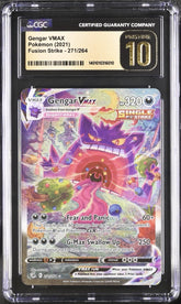 💎 Pokemon Gengar VMAX #271 Fusion Strike Holo GRADE 10 PRISTINE GOLD LABEL!💨