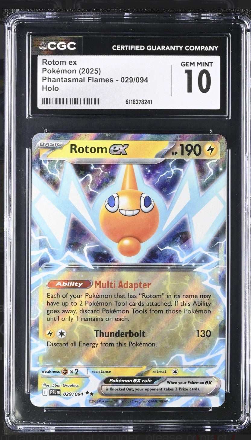 💎 Rotom ex 029/094 Phantasmal Flames Holo GRADE 10! FAST SHIP~ SHOOT OFFER💨