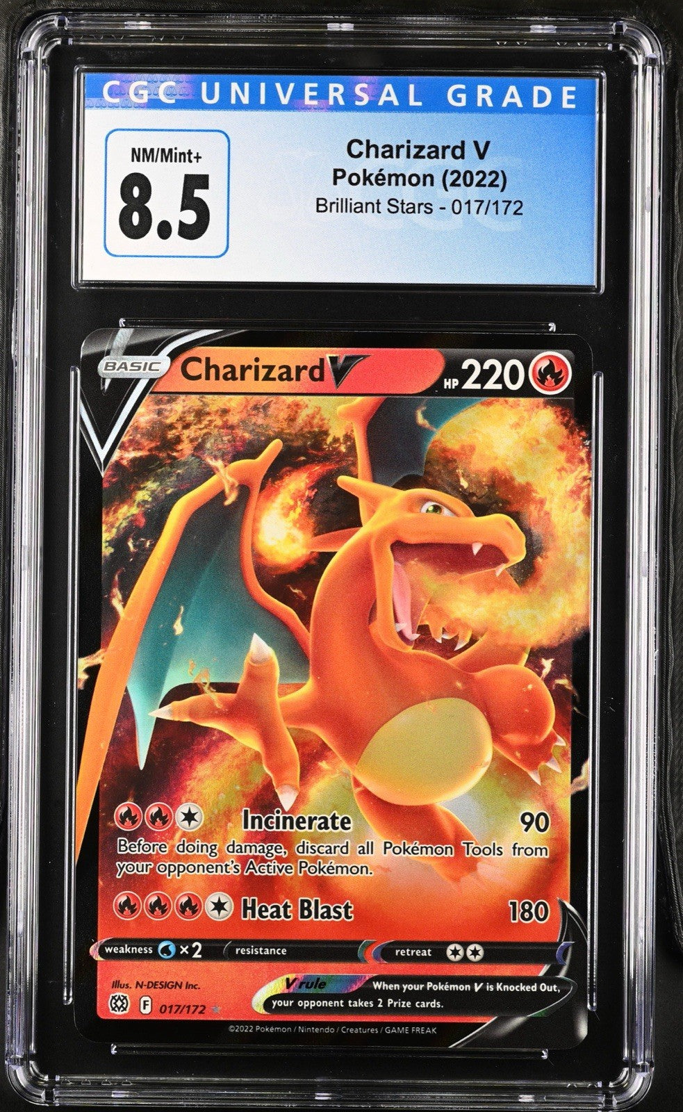 ‼️Charizard V 017/172 Swsh09: Brilliant Stars Holo GRADE 8.5! SHIPS SAME DAY!💨