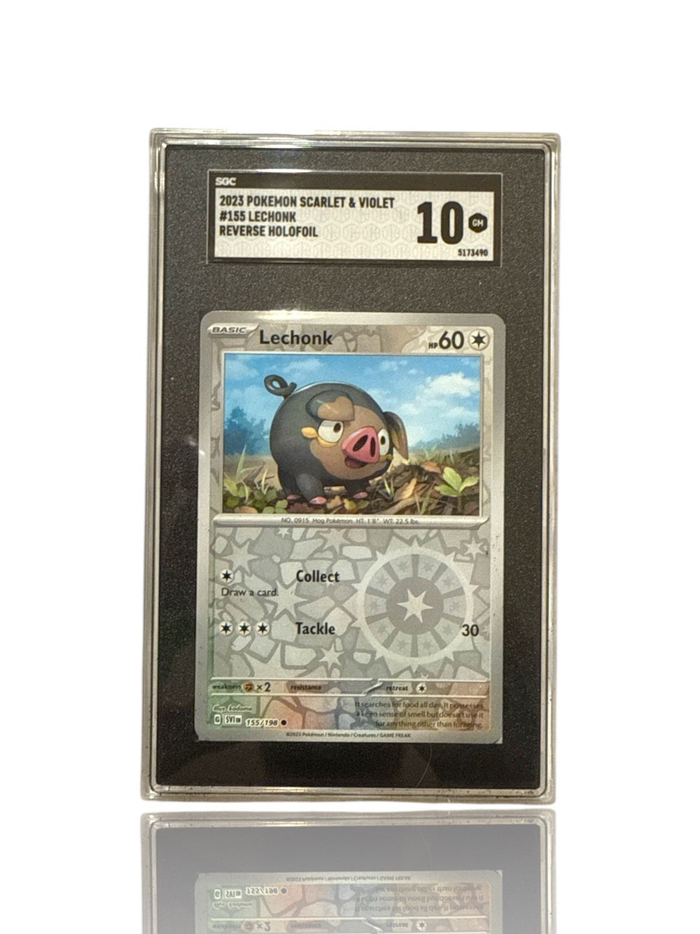 ‼️Pokemon Lechonk 155/198: Scarlet & Violet Reverse Holo GRADE 10~SHOOT OFFER💨