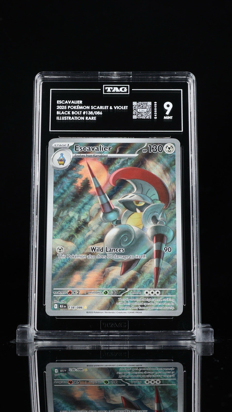 ‼️Escavalier 138/086: Black Bolt Holo TAG GRADE 9! SAME DAY SHIP~SHOOT OFFER!💨