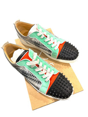 Christian Louboutin Louis Junior Spikes Orlato Flat Blue Low Top Sneaker 47~13