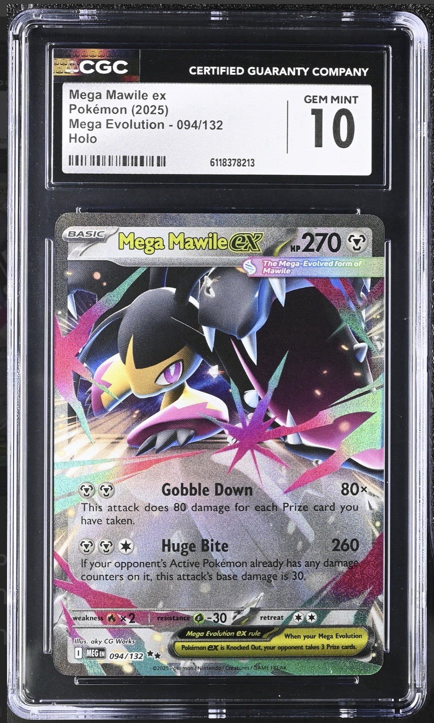 💎 Mega Mawile ex 094/132 Mega Evolution Holo GRADE 10! FAST SHIP SHOOT OFFER💨