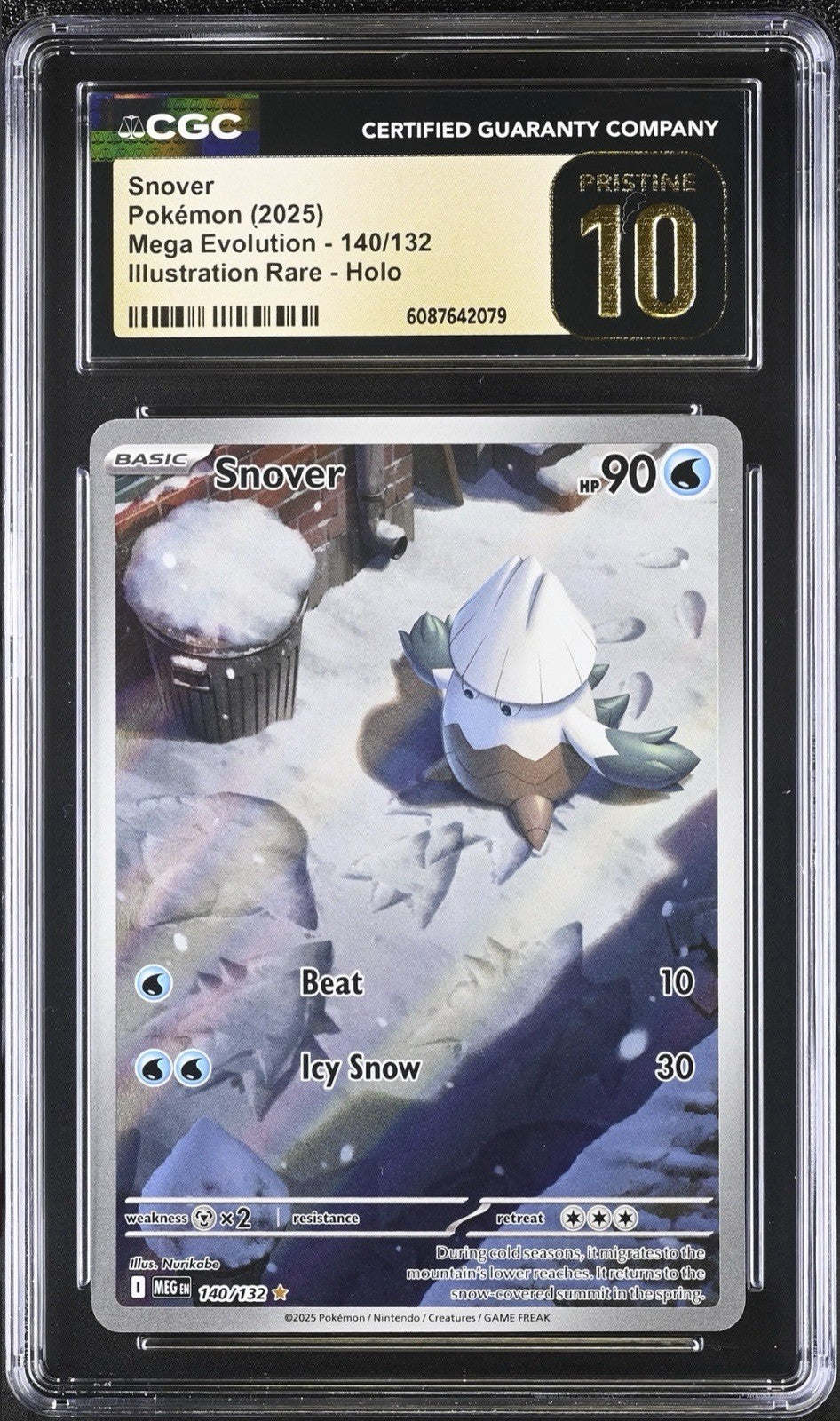 ‼️Snover 140/132 Mega Evolution Holo GRADE 10 PRISTINE GOLD LABEL TOP POP!💨
