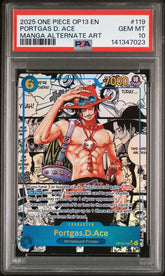 ‼️Portgas.D.Ace #119 Super Alternate Art OP13-119 Carrying On His Will PSA 10💨