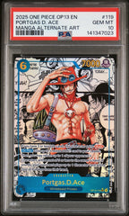 ‼️Portgas.D.Ace #119 Super Alternate Art OP13-119 Carrying On His Will PSA 10💨