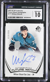 ‼️2021-22 SP Authentic Autographed Future Watch William Eklund GRADE 10~POP 1!💨