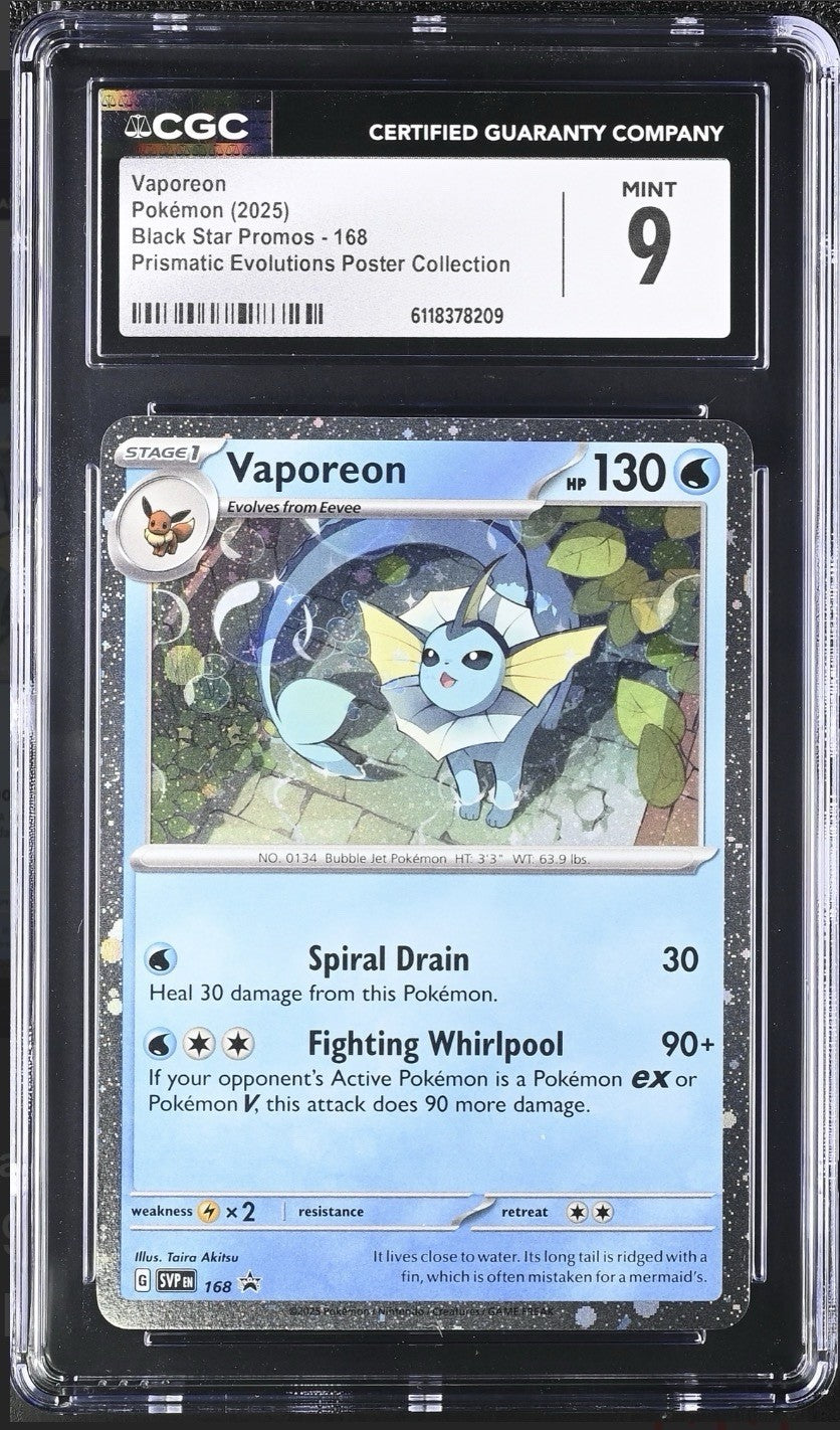 💎Vaporeon 168 Cosmos Holo Scarlet & Violet Promo GRADE 9! FAST SHIP SHOOT OFFER
