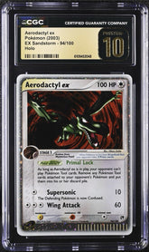 🚨 Pokemon Aerodactyl ex EX Sandstorm Holo~ PRISTINE 10 GOLD LABEL TOP POP 5!💨