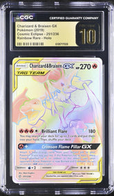 🔥Charizard & Braixen GX Secret #251 Cosmic Eclipse GRADE 10 PRISTINE GOLD LABEL