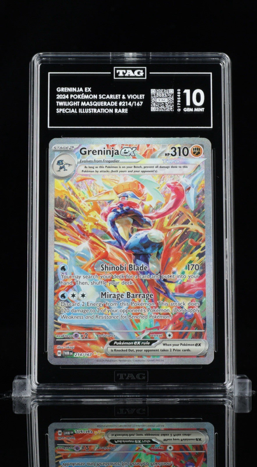 ‼️Greninja ex 214/167 Sv06: Twilight Masquerade Holo TAG GRADE 10! SHIPS FAST💨