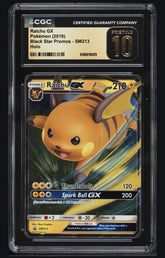 🔥 2019 Pokemon Black Star Promo Raichu GX #SM213~ PRISTINE 10 GOLD LABEL💨