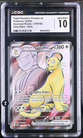 ‼️Team Rocket's Persian ex 219/182: Destined Rivals Holo GRADE 10! SHIPS FAST💨