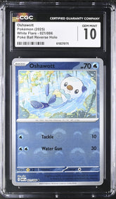 💦 Oshawott PokeBall 021/086 White Flare Holo GRADE 10 LOW TOP POP~SHOOT OFFER💨