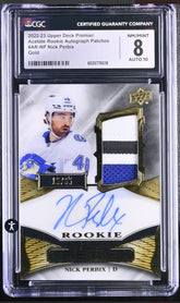 ‼️2022-23 Upper Deck Premier Acetate Rookie Auto Patch Nick Perbix Gold 15/65💨