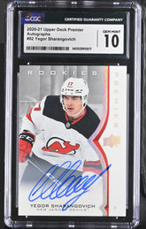 ‼️2020-21 UD Premier Rookies Yegor Sharangovich #82 Silver GRADE 10~POP 1!💨