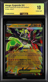 🚨 Mega Zygarde ex #047 Pokemon Perfect Order~ MBA GRADE 10~ SHOOT OFFER💨