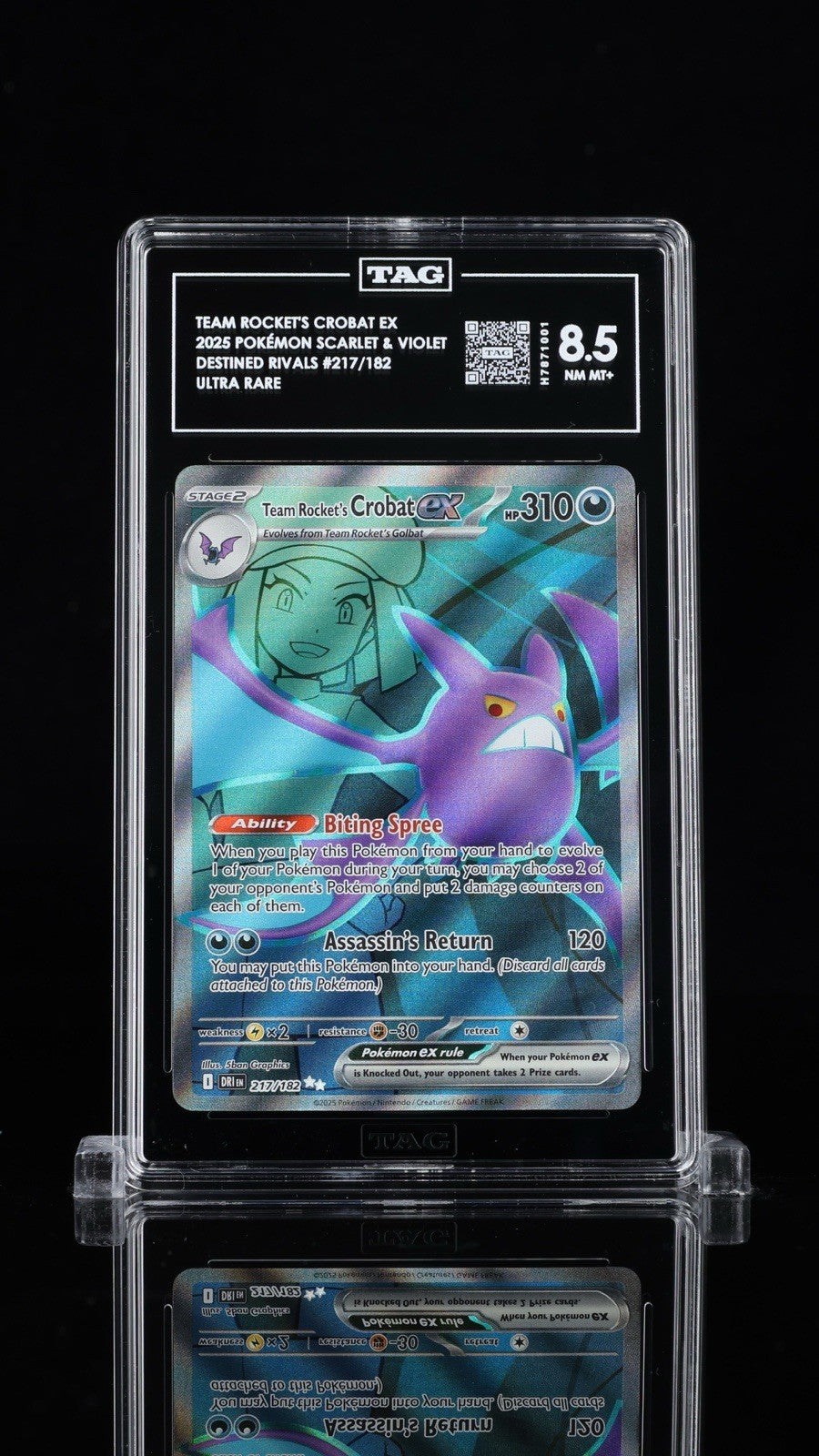 ⚠️ Pokemon Team Rocket's Crobat ex 217/182 Destined Rivals~TAG 8.5 SHOOT OFFER💨