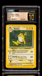 ⚡️Pokemon Raichu 014/102 Base Set Holo GRADE 10 PRISTINE GOLD LABEL TOP POP💎