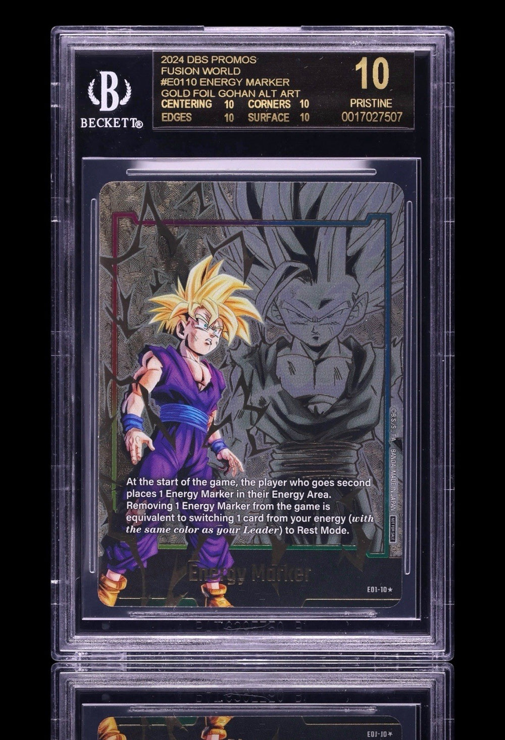💎2024 DBS Fusion World Energy Marker Gold Gohan Alt Art #E0110 BGS BLACK LABEL!