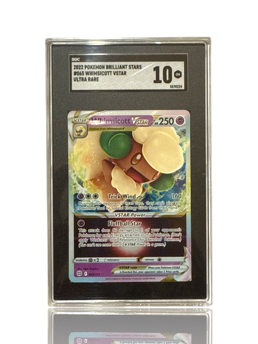 ‼️Pokemon Whimsicott VSTAR 065/172: Brilliant Stars Holo GRADE 10~SHOOT OFFER!💨