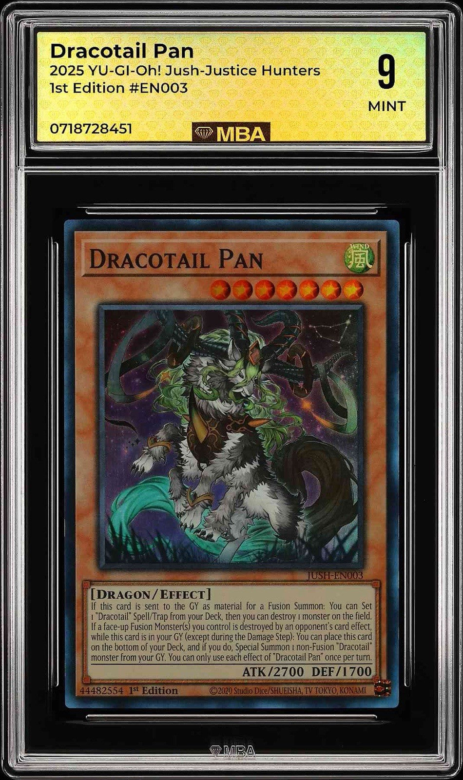 🔥 Dracotail Pan Super Rare JUSH-EN003 Justice Hunters Yu-Gi-Oh 1st Ed~MBA 9💨