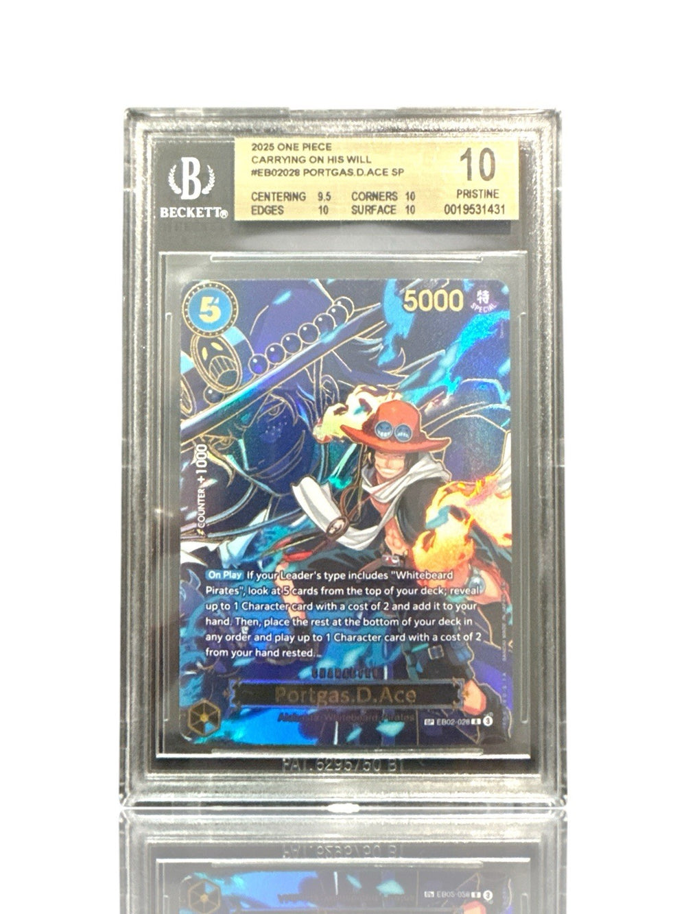 💎ONE PIECE~ Portgas.D.Ace EB02-028~ Carrying On His Will~ BGS 10 PRISTINE!💨