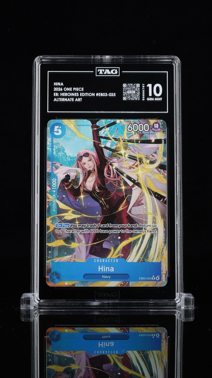 🔥 Hina Alt Art EB03-025 One Piece Heroines Edition TAG GRADE 10! TOP RANKED!💨