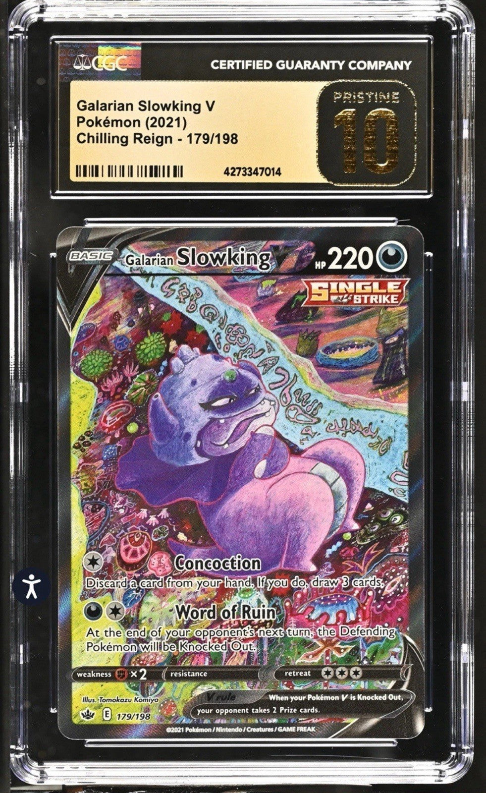‼️Galarian Slowking V Pokémon (2021)Chilling Reign - 179~ GRADE 10 PRISTINE💨