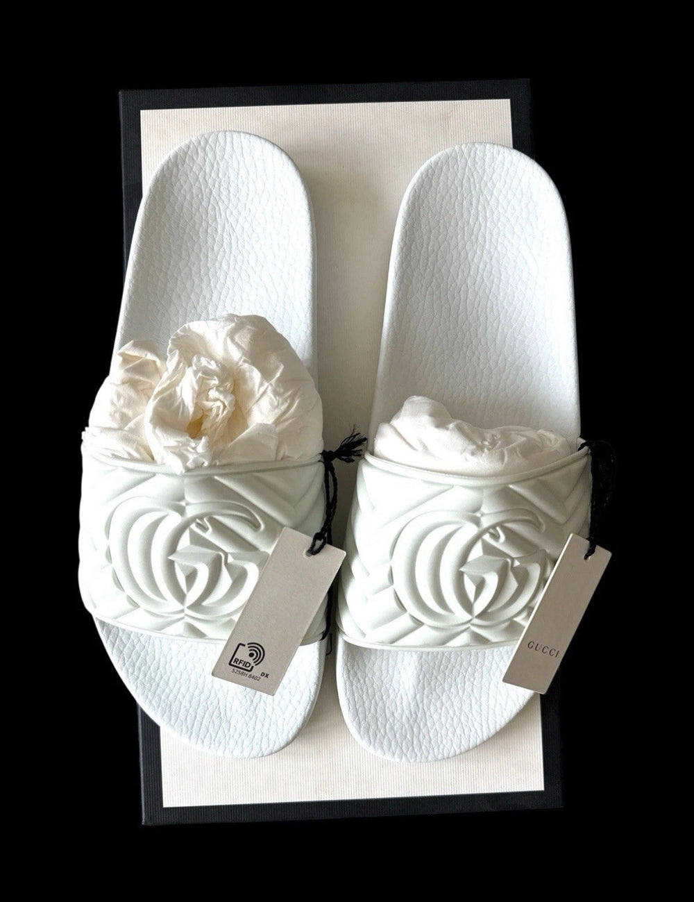 ‼️GUCCI SLIDES UNISEX SIZE 10! BRAND NEW WITH BOX/ BAGS ALL WHITE! SHIPS FAST⚡️