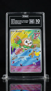 💎 ROWLET 2026 POKÉMON MEGA EVOLUTION FIRST PARTNER TAG GRADE 10~TOP RANKED!💨