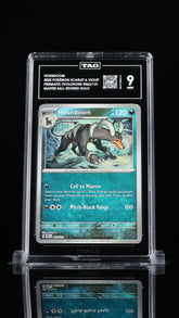 ‼️HOUNDOOM 2025 POKÉMON SCARLET PRISMATIC EVOLUTIONS #063 MASTER BALL TAG 9!💨