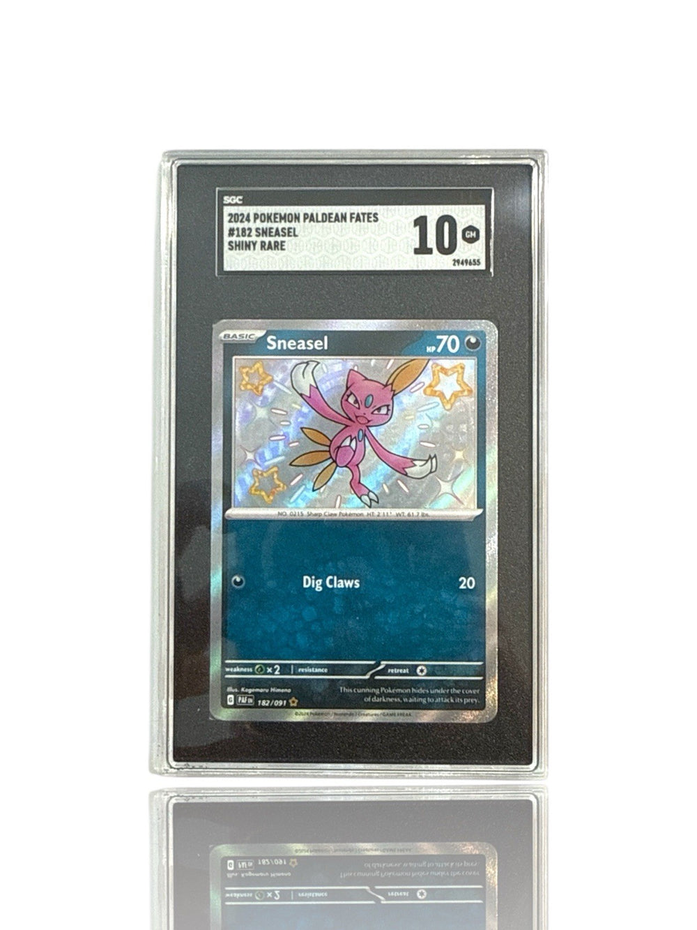 ‼️Pokemon Sneasel 182/091: Paldean Fates Holo GRADE 10! FAST SHIP~SHOOT OFFER!💨
