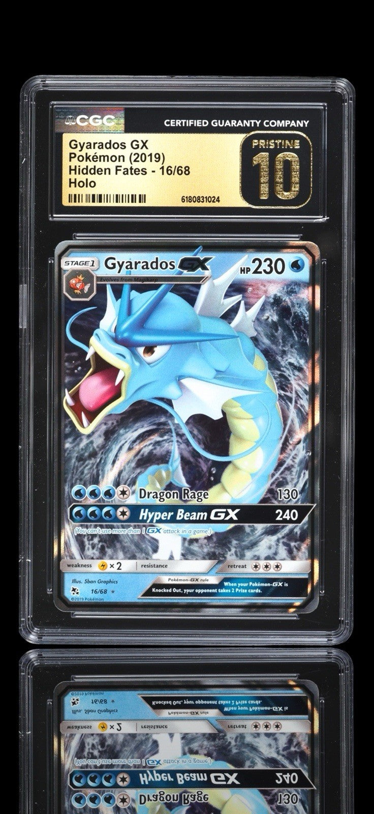 💦 Gyarados GX 16/68 Hidden Fates Holo~ PRISTINE 10 GOLD LABEL TOP POP💨