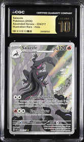 ‼️ Salazzle 224/217 Pokemon Ascended Heroes PRISTINE 10 GOLD LABEL LOW TOP POP💨