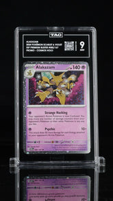 💜ALAKAZAM 2024 POKÉMON SCARLET & VIOLET PREMIUM COSMOS HOLO TAG GRADE 9 #082💨