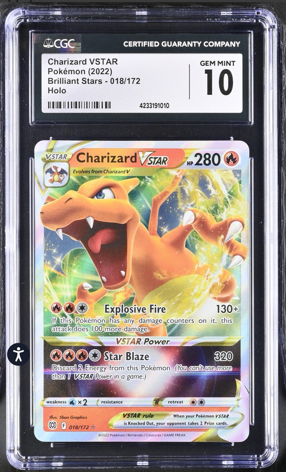‼️Charizard VSTAR Pokémon (2022) Brilliant Stars - 018/172 Holo GRADE 10💨