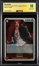 ‼️Shanks Legacy of the Master OP12-008 One Piece TCG~MBA GRADE 10~SHOOT OFFER💨