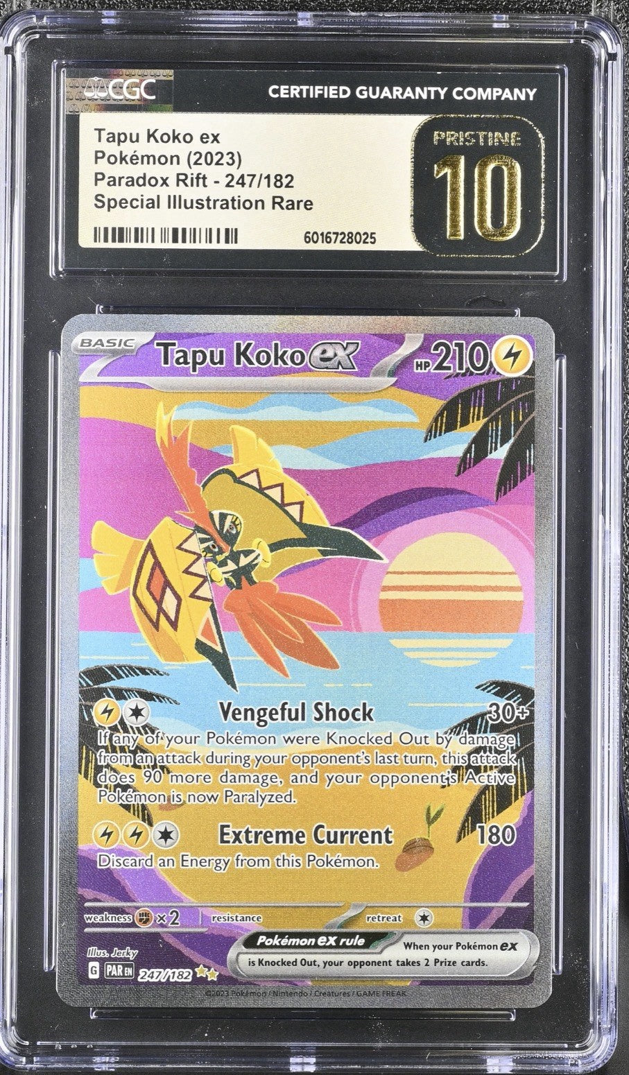 ‼️Tapu Koko ex 247 Paradox Rift GRADE 10 PRISTINE GOLD LABEL TOP POP 14💨