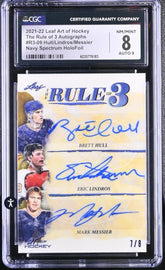 ‼️2021 Leaf Art of Hockey The Rule of 3 Auto #R3-09 Hull/Lindros/Messier GRADED