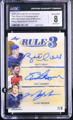 ‼️2021 Leaf Art of Hockey The Rule of 3 Auto #R3-09 Hull/Lindros/Messier GRADED