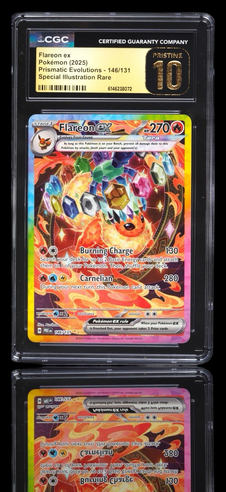 🔥 Flareon ex 146 Prismatic Evolutions GRADE 10 PRISTINE GOLD LABEL TOP POP!💨